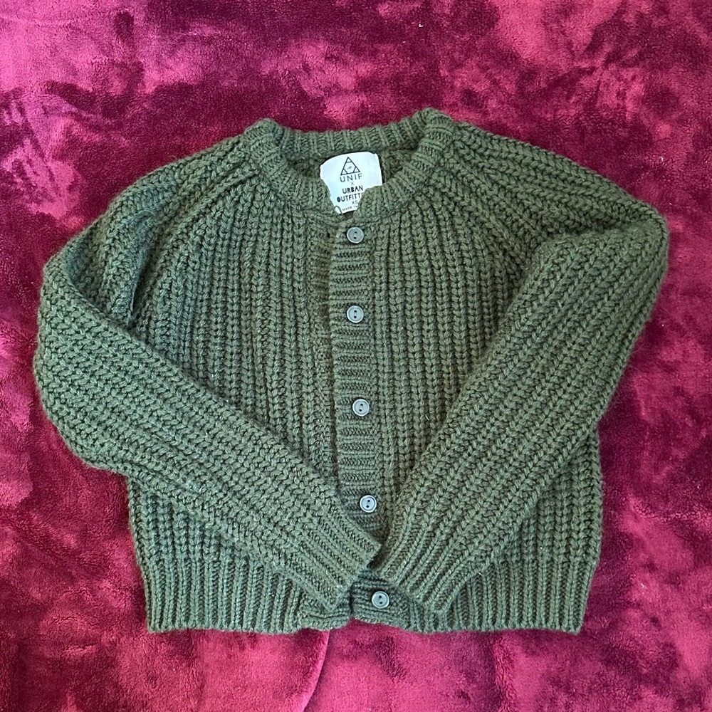 Urban Outfitters Olive Green Cropped Cardigan in Size XS